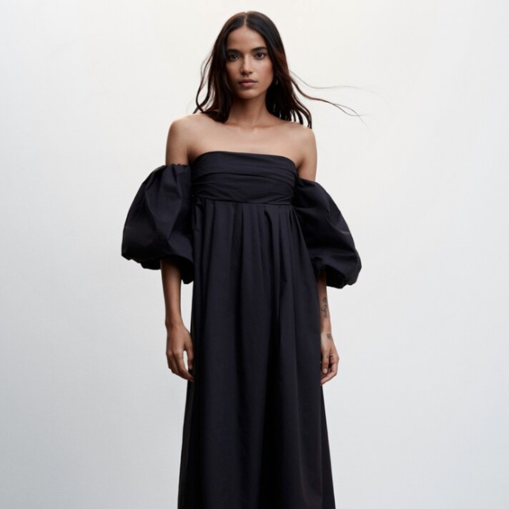 Mango Puffed Sleeve Midi Dress, Size 4